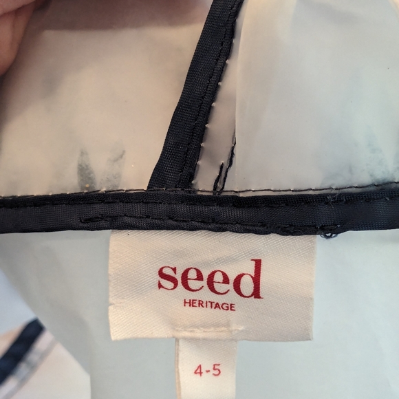SEED Heritage Translucent Hooded Zip-up Collar Raincoat with Pockets Youth 4-5 - Picture 7 of 10